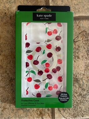 NIB kate spade New York Cherry Protective Case with MagSafe iPhone 15 Pro Max